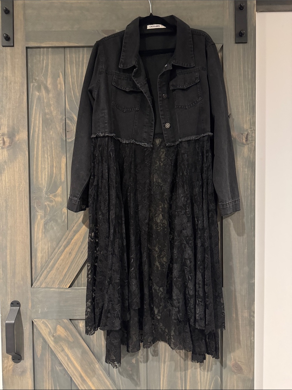 Origami Black Lace With Denim Jacket